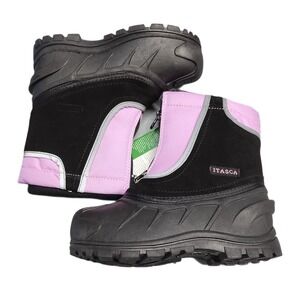 Itasca Snow Stomper Pac Boots Girls Size 1 Multi Leather Reflective Trim Zip Up